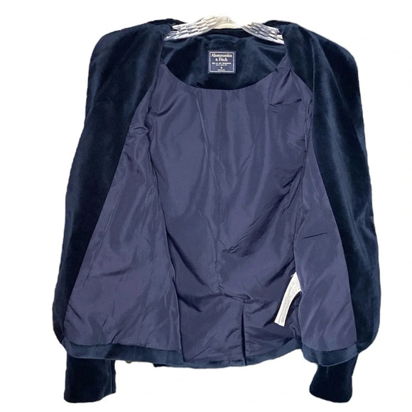 ABERCROMBIE & FITCH | Velvet Single-Breasted Navy Blazer Size 4 - Picture 7 of 10